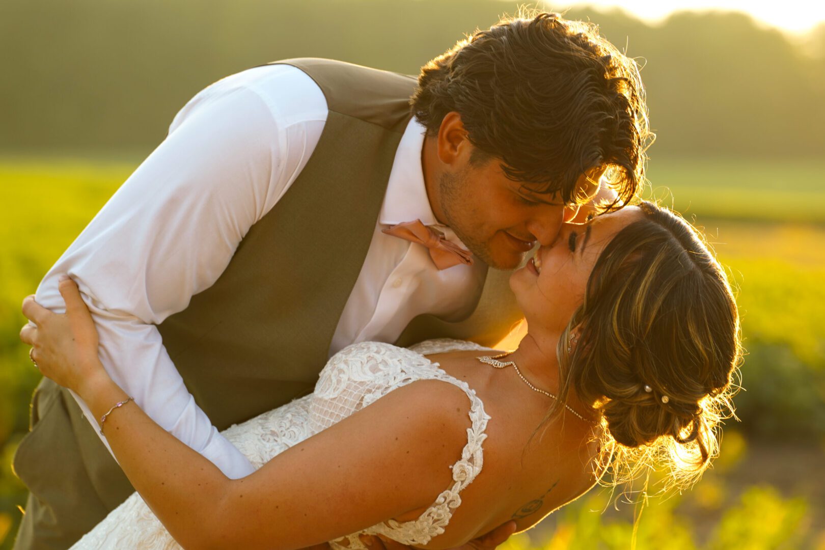 Newlyweds sharing a joyful moment