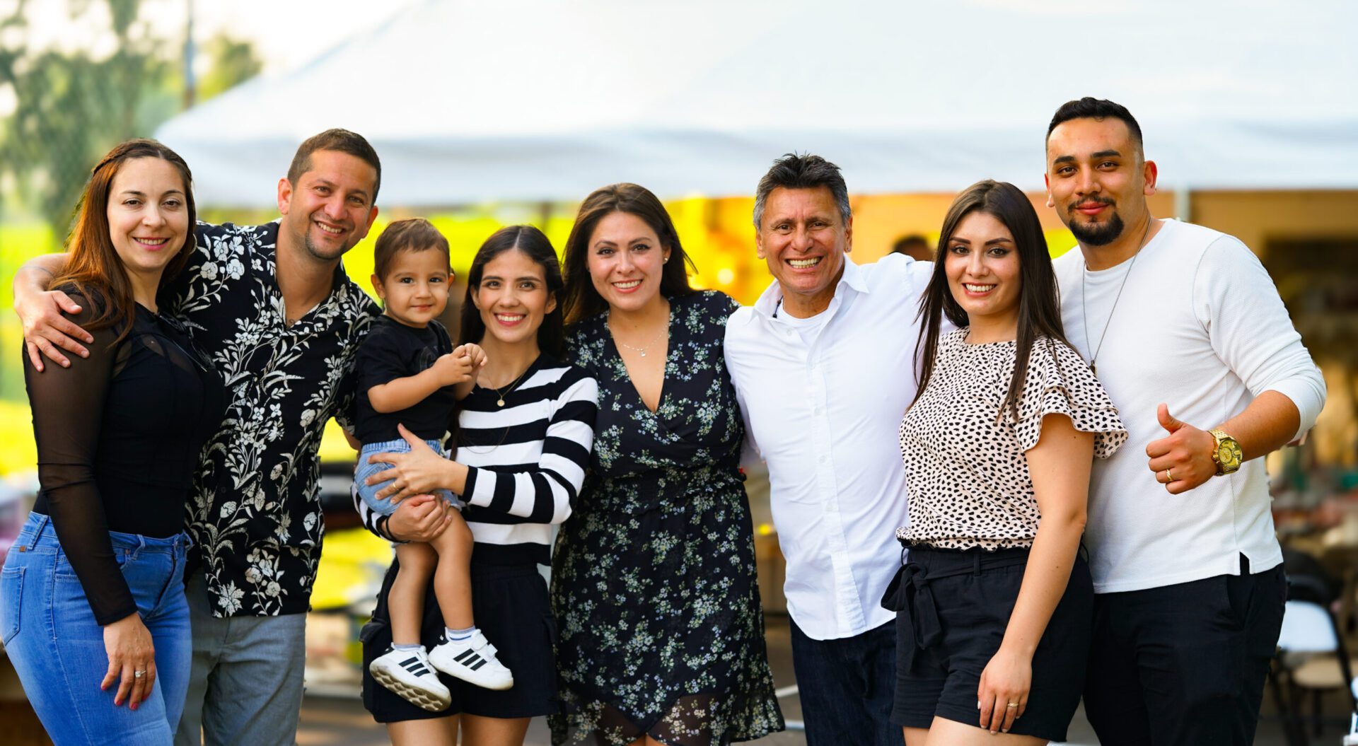 Family gathering at a park